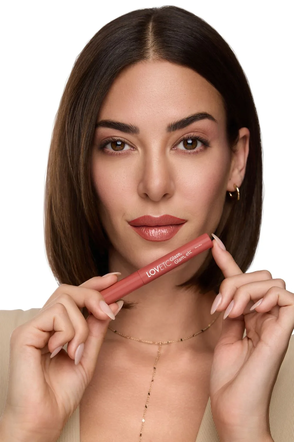 Beauty portrait for the LOVETC lip conditioner campaign, natural glossy lip finish